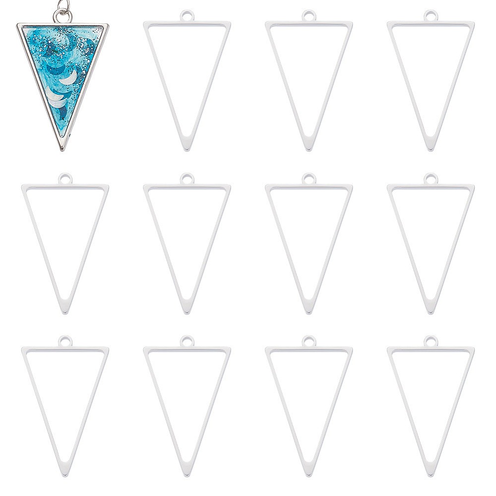 Bezels Pendant Resin - 16 قطعة من قلادات الإطار المثلثية
