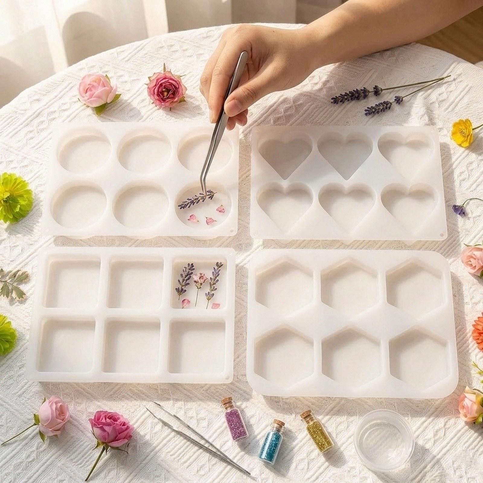 Resin Art Coasters - 4 قطع قوالب راتنج عميقة لصنع