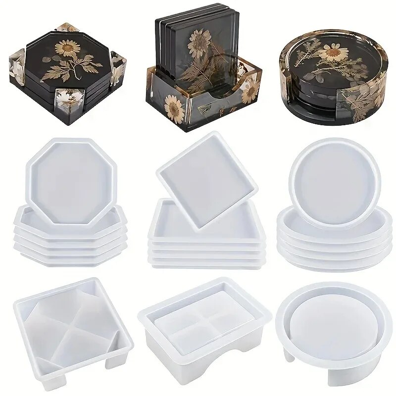 Resin Art Equipment - تتضمن مجموعة قوالب راتينج كوستر قطعة