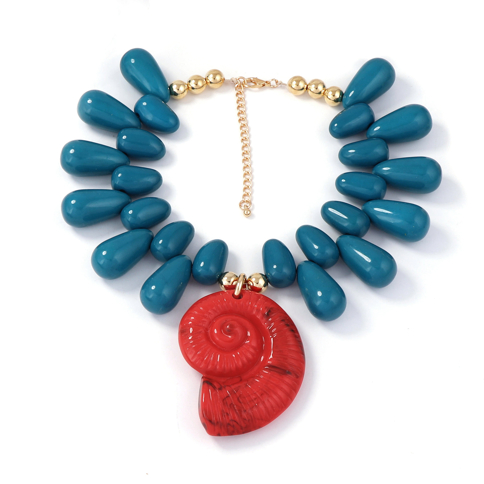 Resin Art Necklace - قلادة بوهو بحلية صدفة للنساء، قلادة