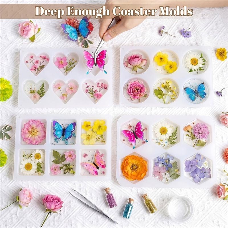 قوالب سيليكون FYBL-Resin مقاس  - مراجعة Resin Art Coasters وسعره