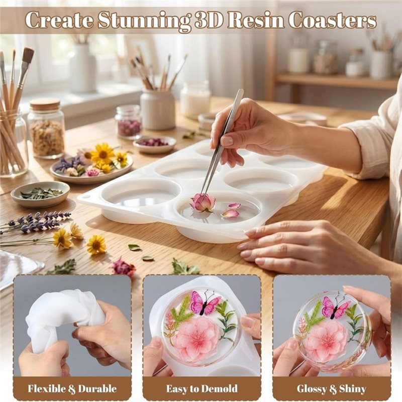 [ABFI!】 قوالب راتنجية لحرف الإ - مراجعة Resin Art Coasters وسعره
