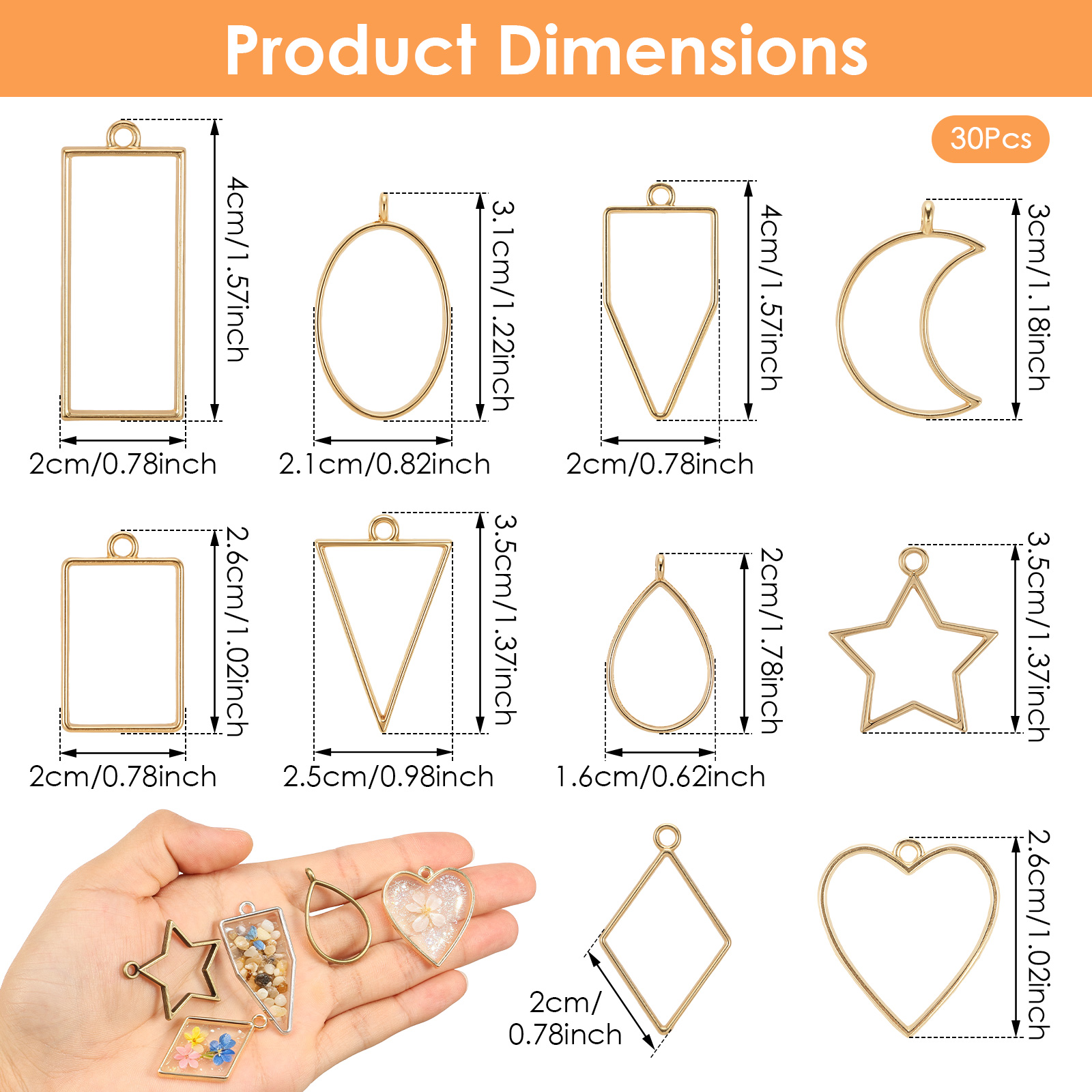 30 قطعة من الإطارات المجوفة ال - مراجعة Bezels Pendant Resin وسعره