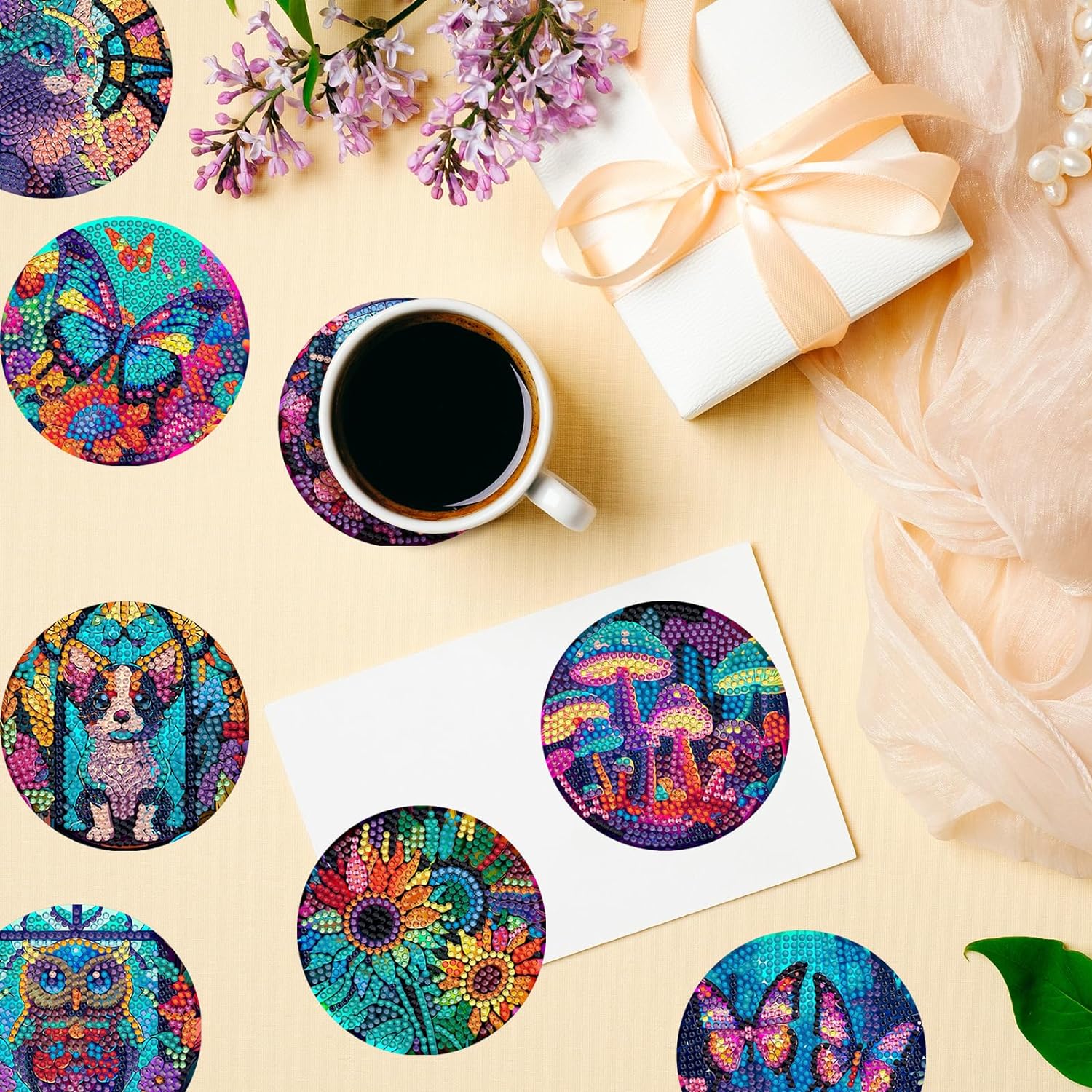 SDOYUNO 8 قطعة الوقايات الفنية - مراجعة Resin Art Coasters وسعره