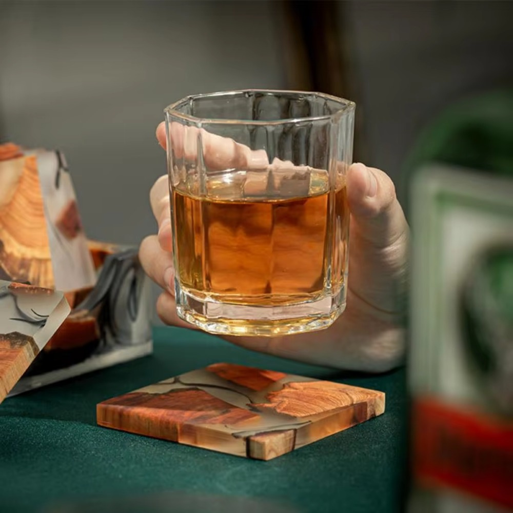 الوقايات الخشبية الراتنج مربع  - مراجعة Resin Art Coasters وسعره