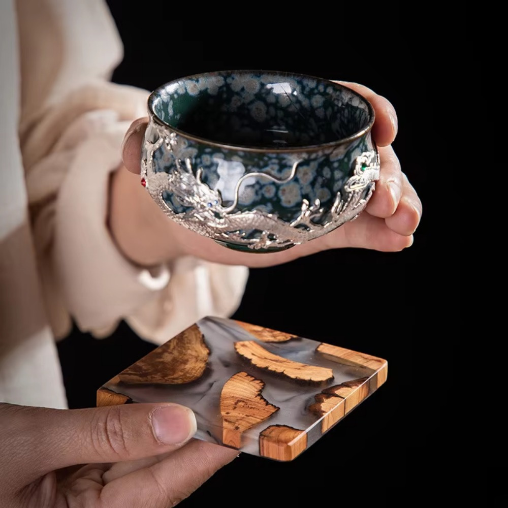 الوقايات الخشبية الراتنج مربع  - مراجعة Resin Art Coasters وسعره
