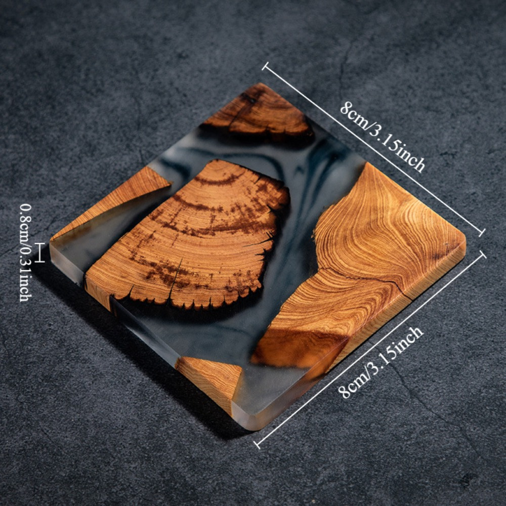 الوقايات الخشبية الراتنج مربع  - مراجعة Resin Art Coasters وسعره