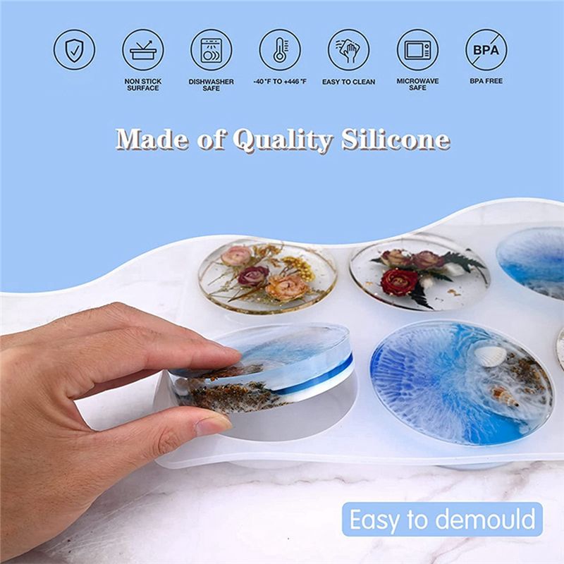 قوالب سيليكون AA94-1 PCS لصنع  - مراجعة Resin Art Coasters وسعره