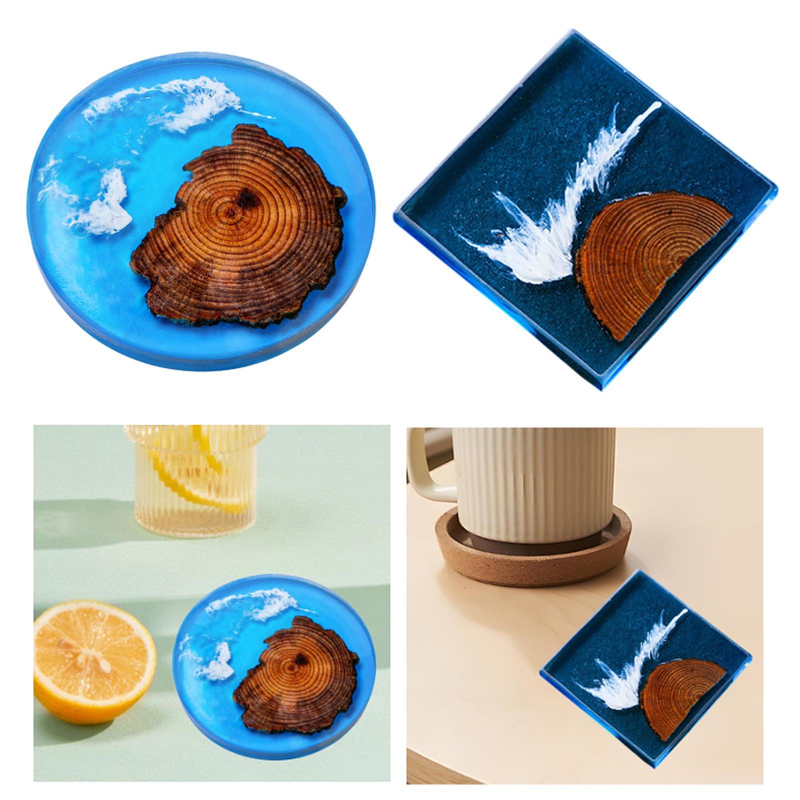 6 قطع من قواعد الأكواب الخشبية - مراجعة Resin Art Coasters وسعره