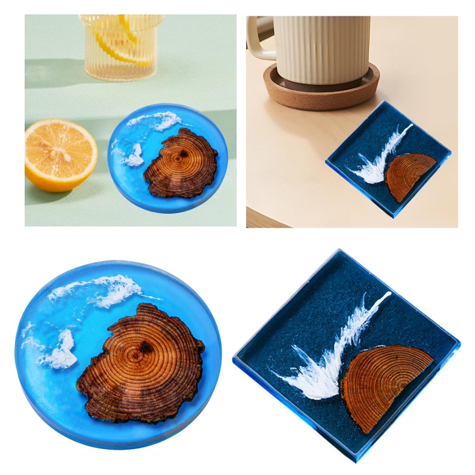 6 قطع من قواعد الأكواب الخشبية - مراجعة Resin Art Coasters وسعره